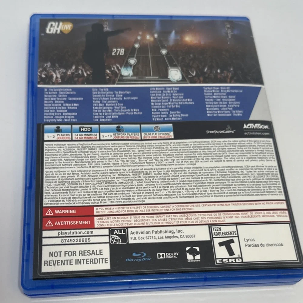 Guitar Hero Live (Sony PlayStation 4, 2015, PS4) Authentic, tested/works